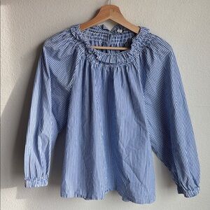 J. CREW Shirt Striped Feminine Smocked Trim Capsule Large L